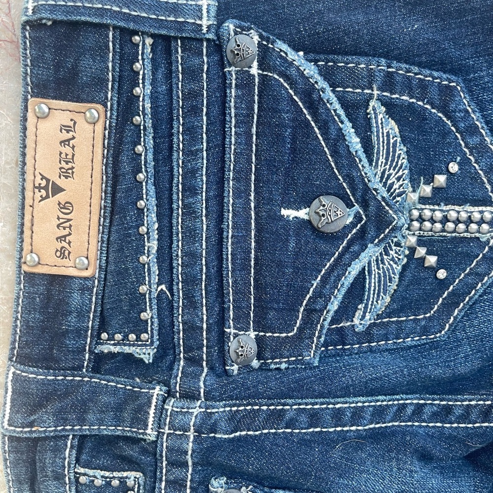 SANG REAL Blue Flare & Wide Leg Jeans with Natural Fading size 25